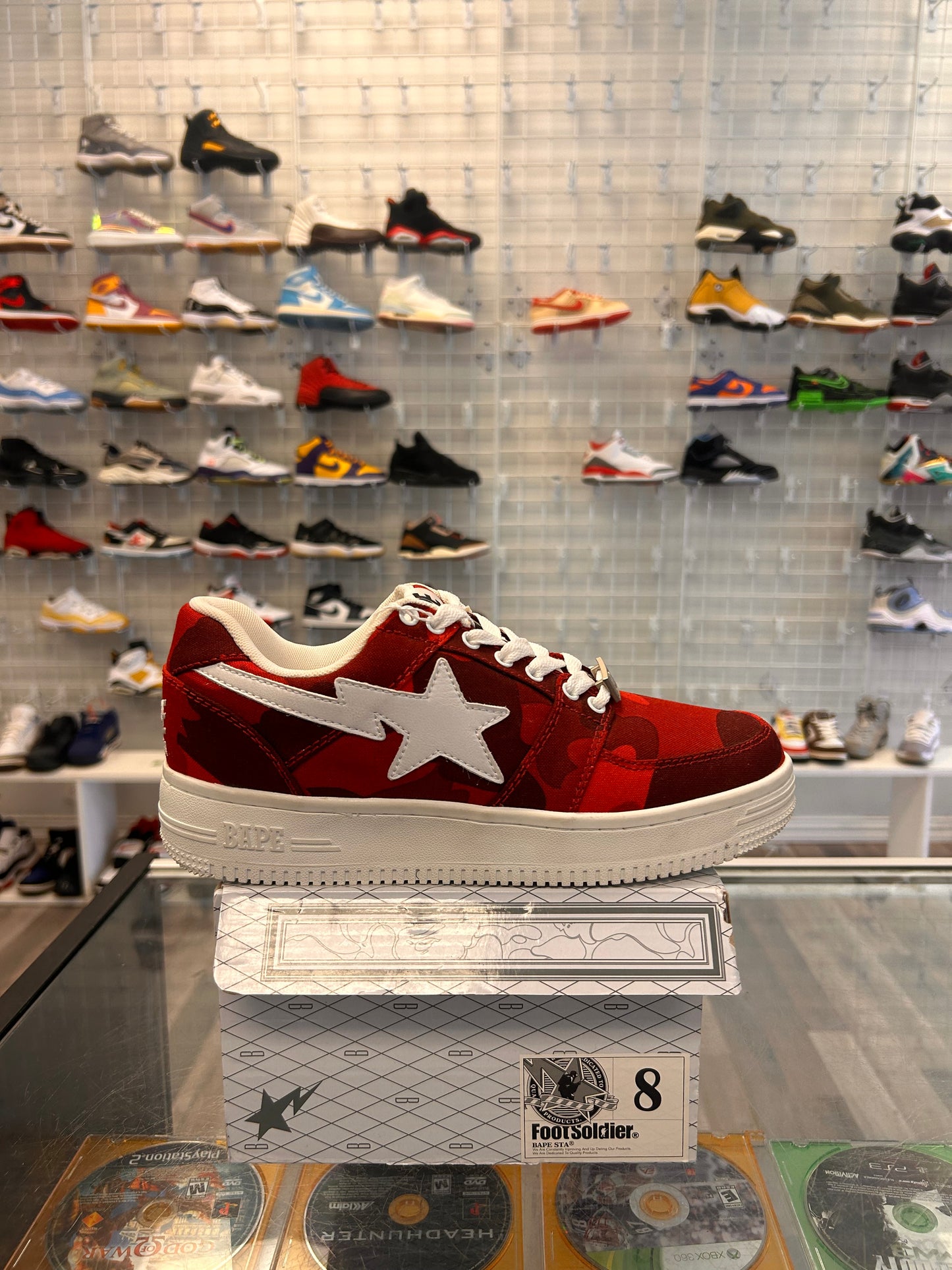 Red Bapestas Size 8
