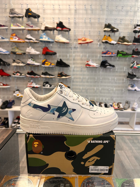White Blue Came Bapestas Size 8.5