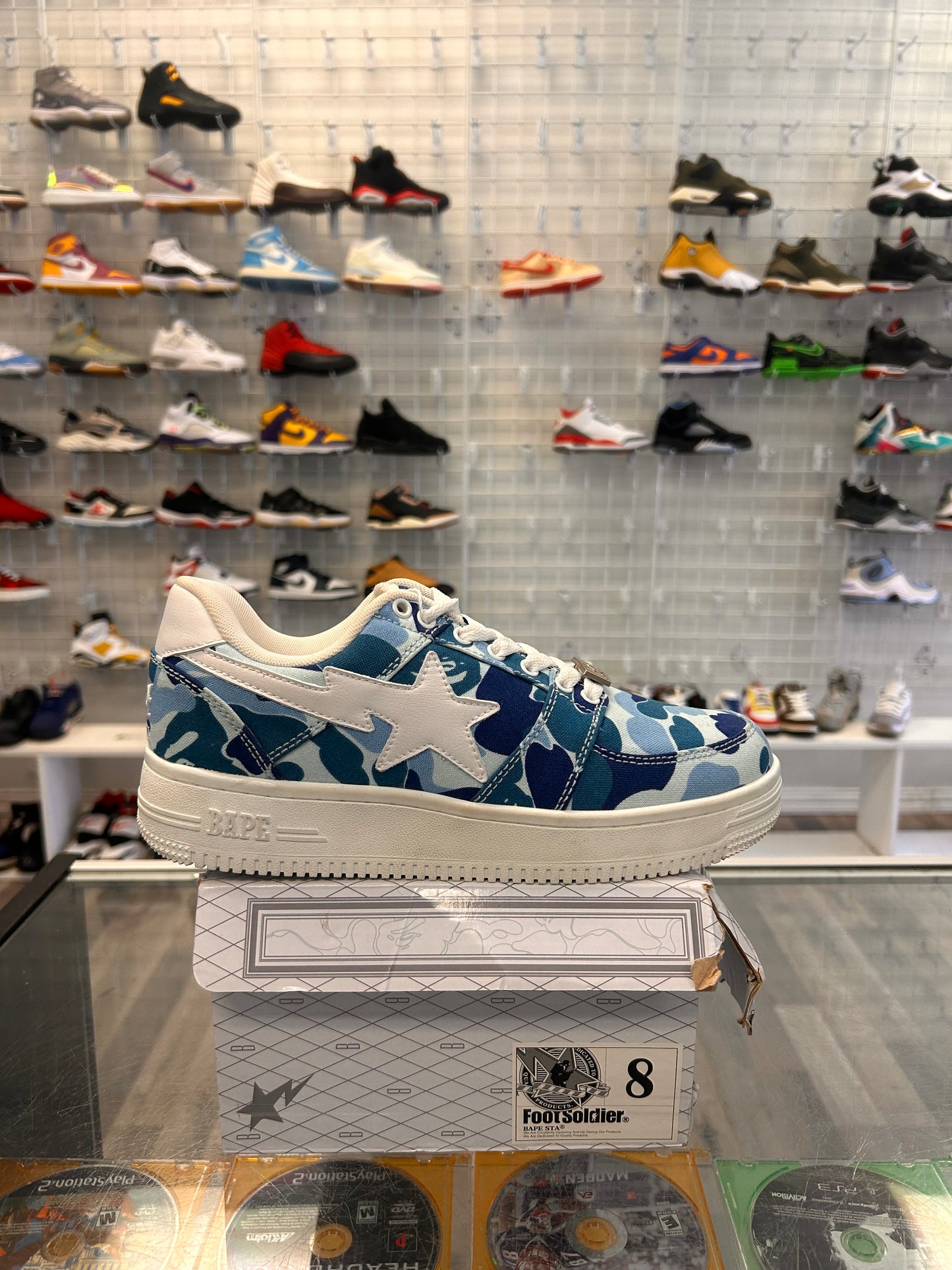 Camo Blue Bapestas Size 8