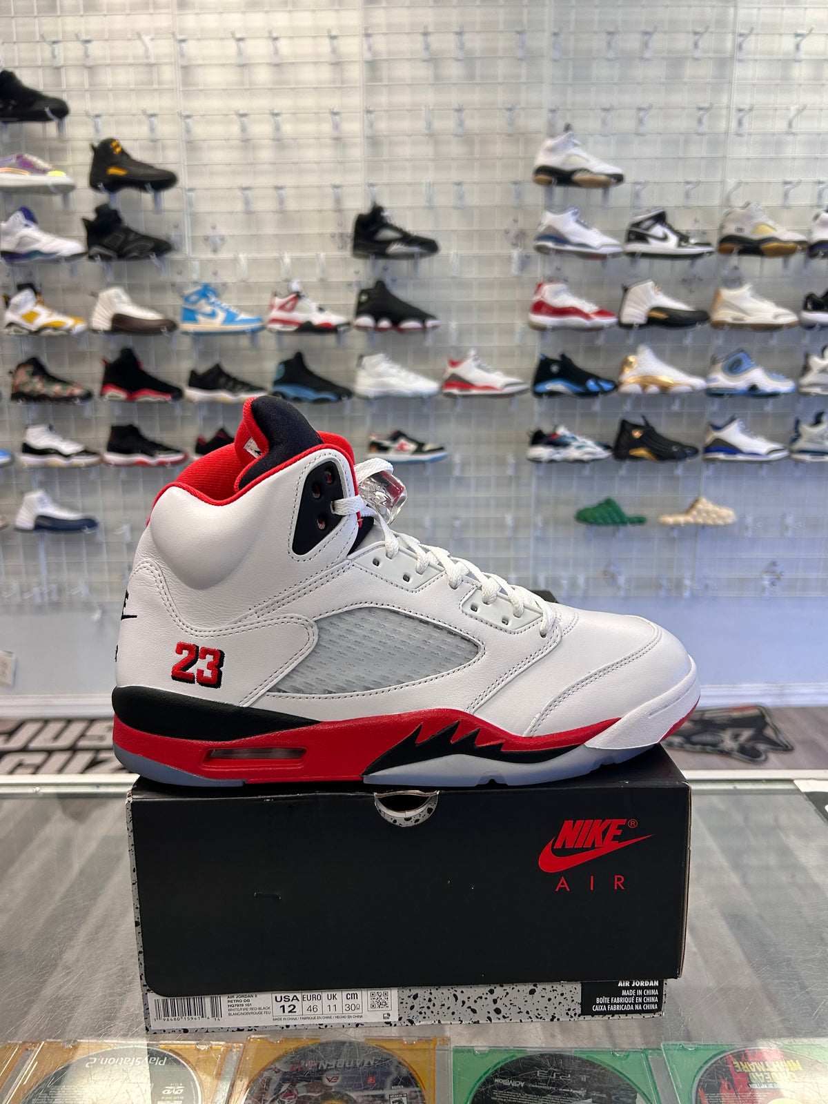 Fire Red 5s Size 12